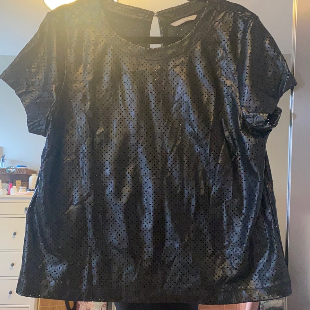 Banana Republic Leatherette Eyelet Black Top Sz XL